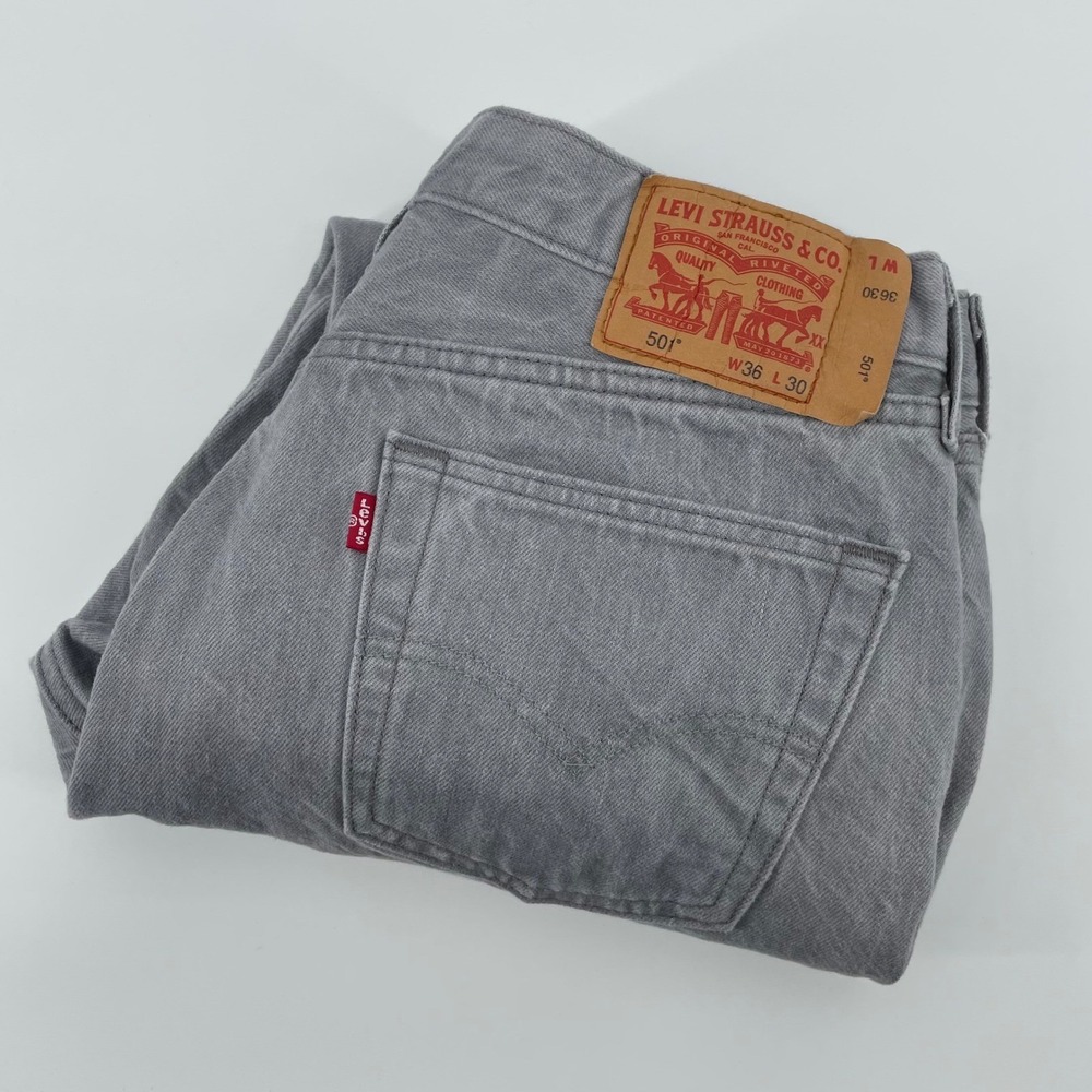 Levis 501 Original Fit Grey Denim Jeans Men's Size W36 L30 Straight Leg